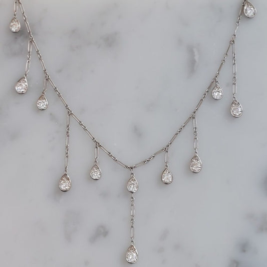 Dior Vintage Diamond Teardrop Pendant Necklace