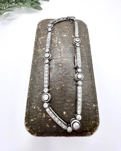 Antique Art Deco Platinum Diamond Target Bracelet, 3.00 Carats, Circa 1920
