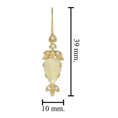 Victorian Style Opal and Diamond Drop Earrings