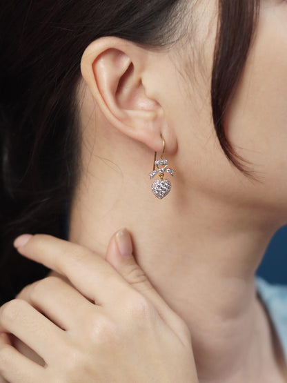 1.20ct Diamond Heart and Bow Drop Earrings in 14ct Gold