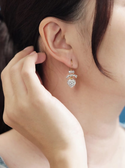 1.20ct Diamond Heart and Bow Drop Earrings in 14ct Gold