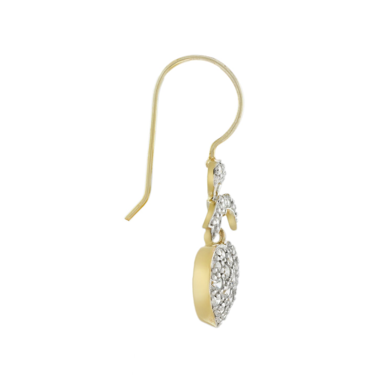 1.20ct Diamond Heart and Bow Drop Earrings in 14ct Gold