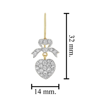 1.20ct Diamond Heart and Bow Drop Earrings in 14ct Gold