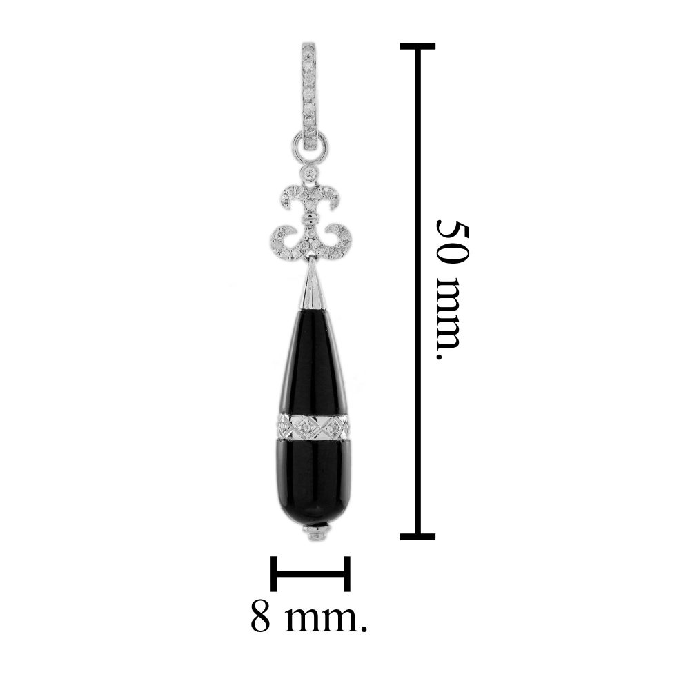 Black Onyx and Diamond Pendant Drop Earrings