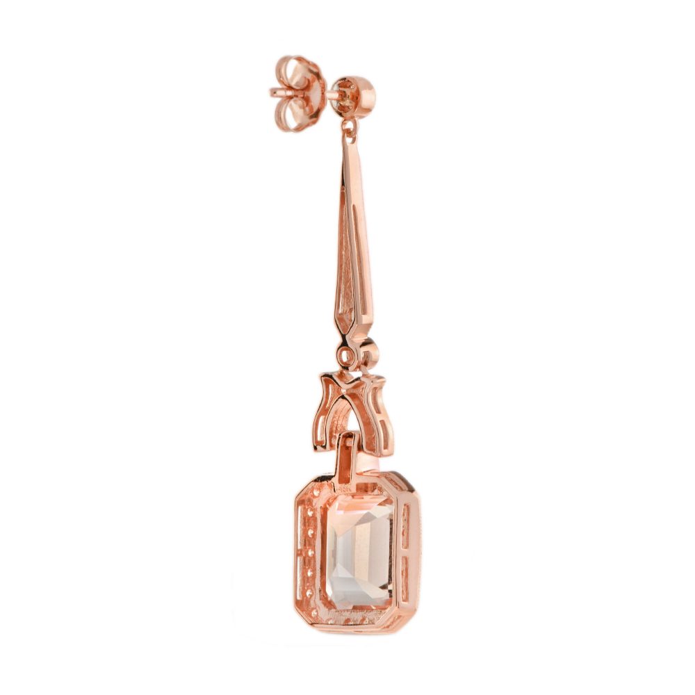 8.33ct Morganite and Diamond Drop Earrings in 18ct Rose Gold