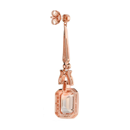 8.33ct Morganite and Diamond Drop Earrings in 18ct Rose Gold
