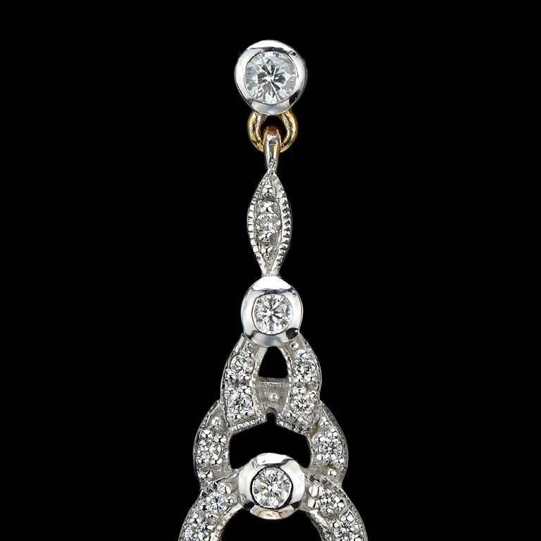 Art Deco Style 3.80ct Opal and Diamond Drop Earrings