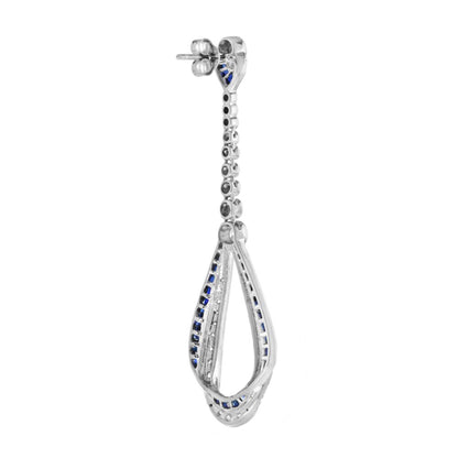 Contemporary Sapphire and Diamond Drop Earrings