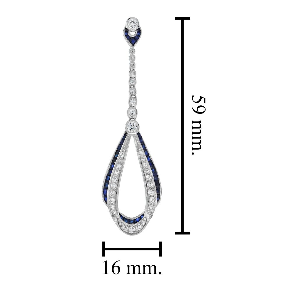 Contemporary Sapphire and Diamond Drop Earrings
