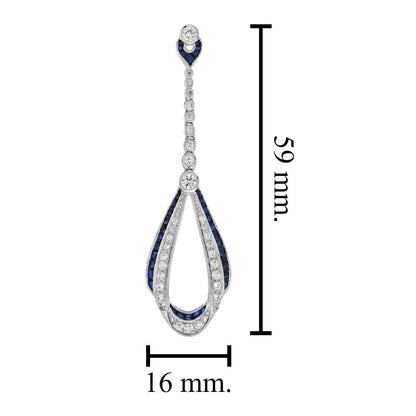 Contemporary Sapphire and Diamond Drop Earrings