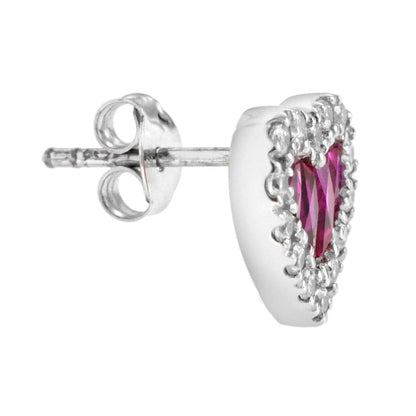 2.5ct Ruby and Diamond Heart Cluster Stud Earrings