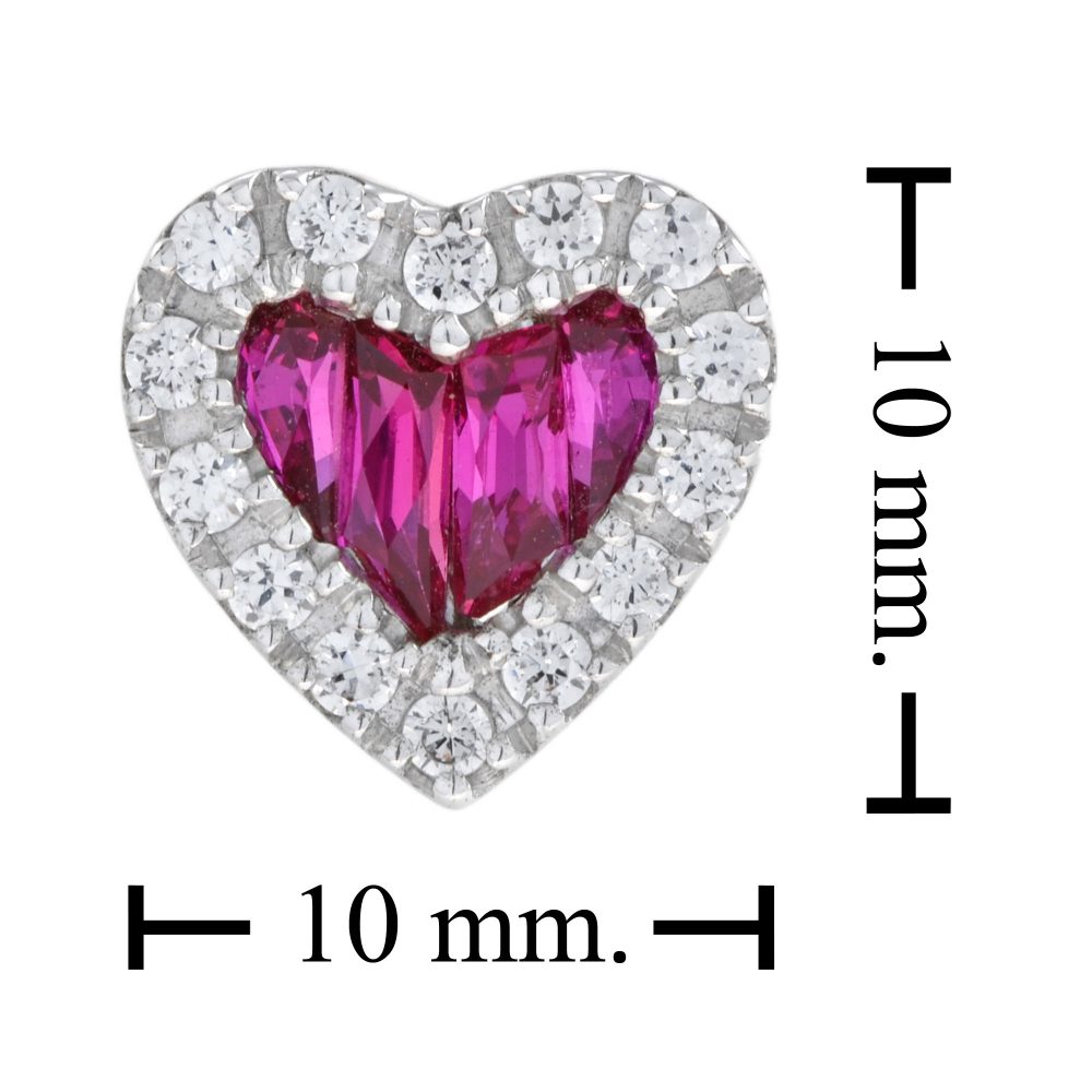 2.5ct Ruby and Diamond Heart Cluster Stud Earrings