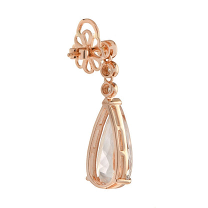 13.70ct Pear Shaped Morganite and Diamond Drop Earrings in 18ct Rose Gold