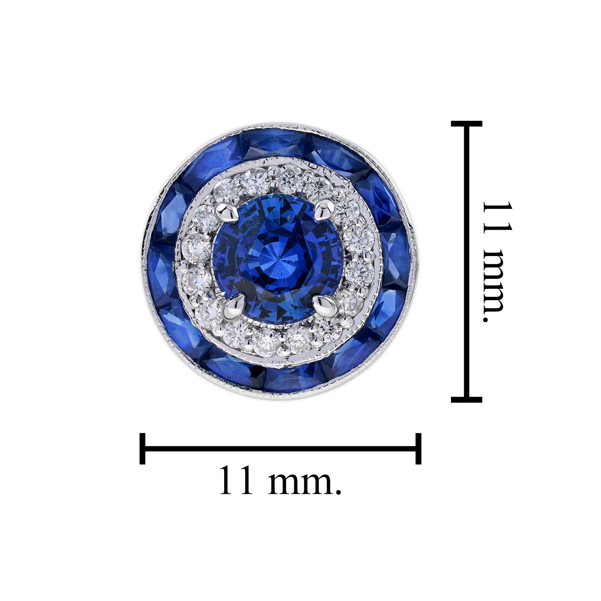 Ceylon Sapphire and Diamond Double Halo Stud Earrings