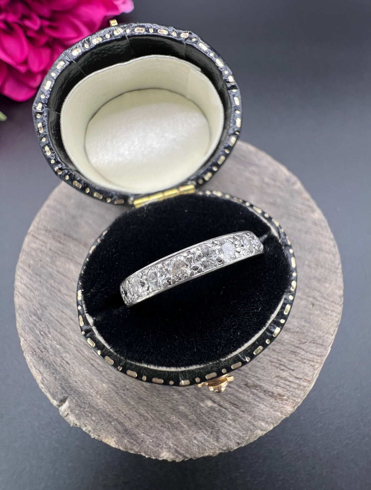 Vintage Platinum Diamond Half Eternity Ring, Hallmarked London 1984