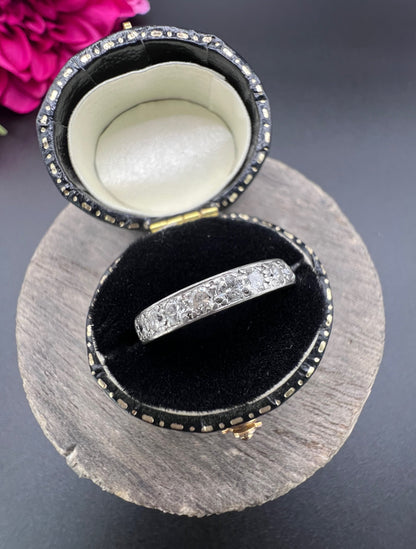 Vintage Platinum Diamond Half Eternity Ring, Hallmarked London 1984