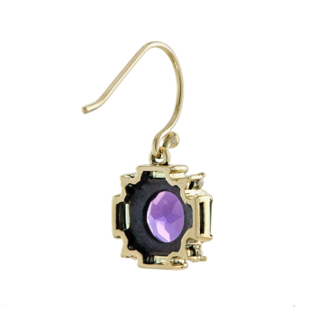 Amethyst and Peridot Cluster Drop Earrings