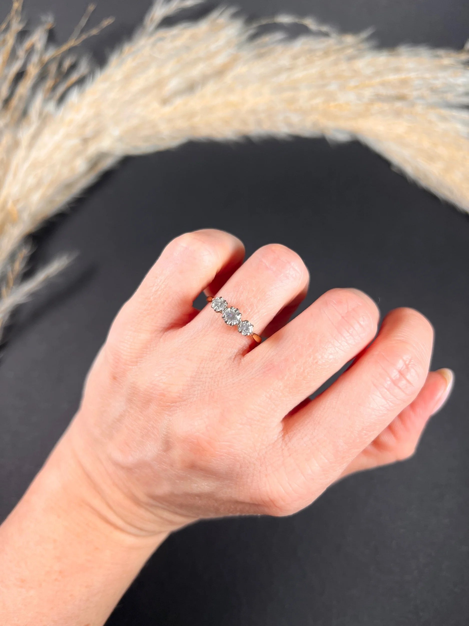 Preloved 18 ct Yellow Gold, 3 Stone Diamond Engagement Ring