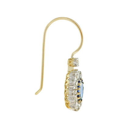 Ceylon Sapphire and Diamond Cluster Drop Earrings