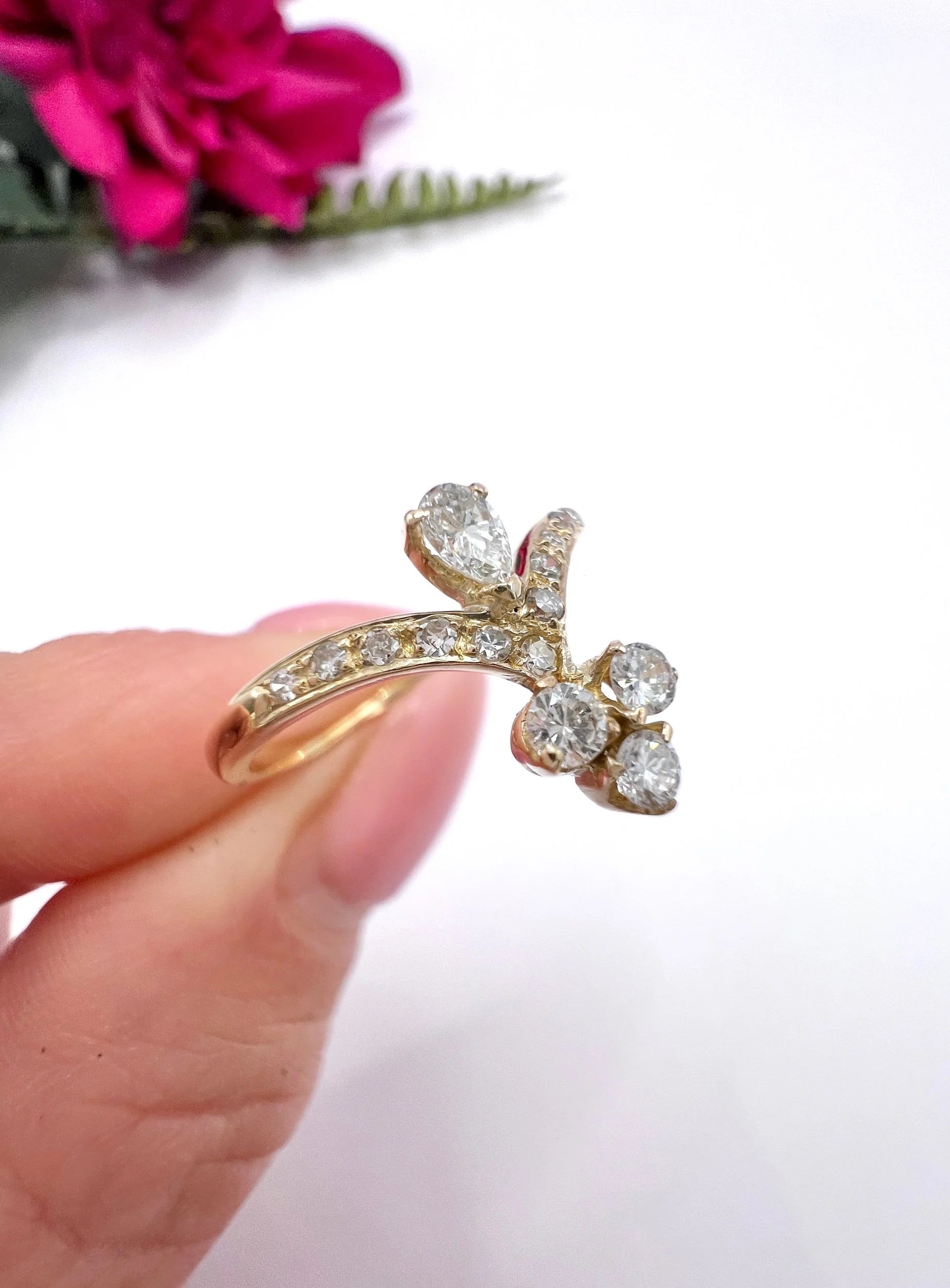 Vintage 18ct Yellow Gold, 1930s Natural Diamond Tiara Ring
