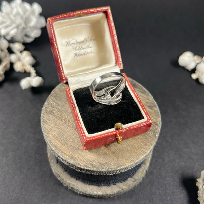Vintage Emerald Cut Diamond Set Belt Buckle Ring