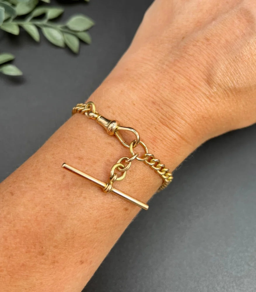 Victorian 15 Carat Rose Gold Curb Link Albert Bracelet