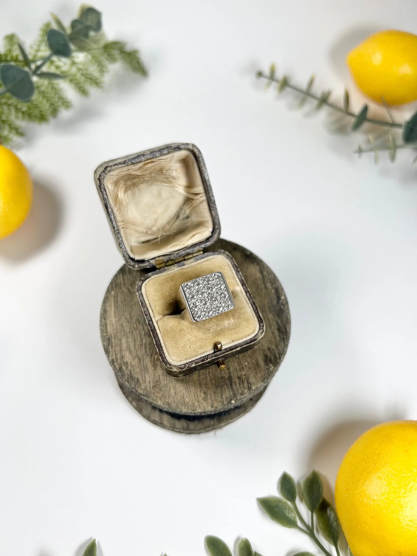 Vintage French 18 Carat White Gold Square Diamond Ring, 1.50 Carats, Circa 1970