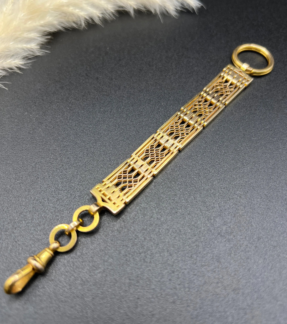 Antique 9 Carat Yellow Gold Gate Link Chain Extender Pendant, Circa 1900