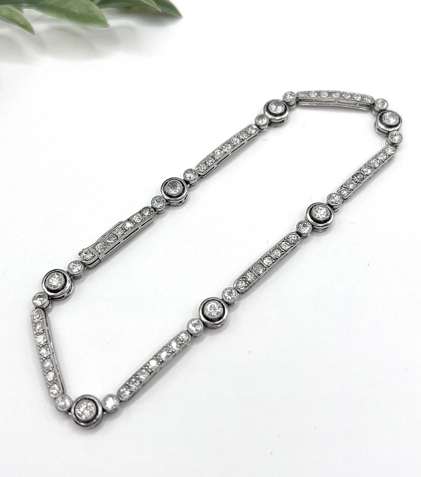 Antique Art Deco Platinum Diamond Target Bracelet, 3.00 Carats, Circa 1920