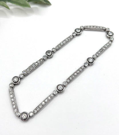 Antique Art Deco Platinum Diamond Target Bracelet, 3.00 Carats, Circa 1920