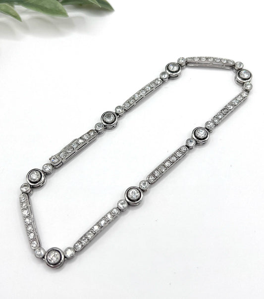 Antique Art Deco Platinum Diamond Target Bracelet, 3.00 Carats, Circa 1920
