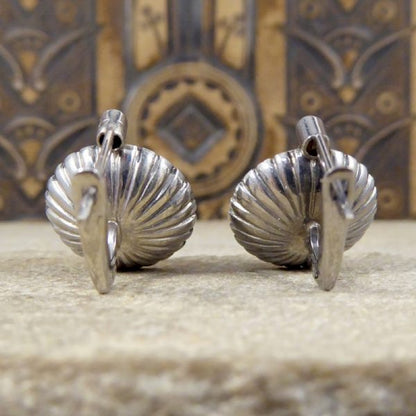 Vintage Pearl and Diamond Halo Omega Clip Earrings