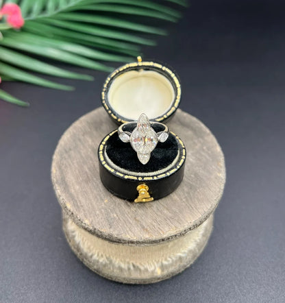 Vintage 2ct Marquise Diamond Navette Ring