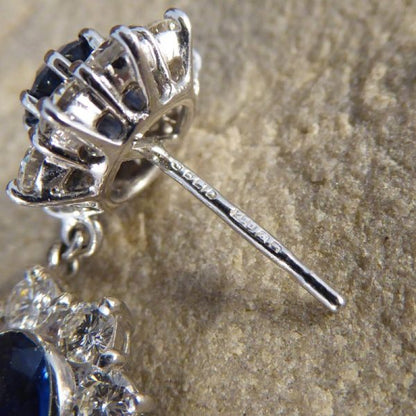 2.40ct Sapphire and Diamond Cluster Drop Earrings