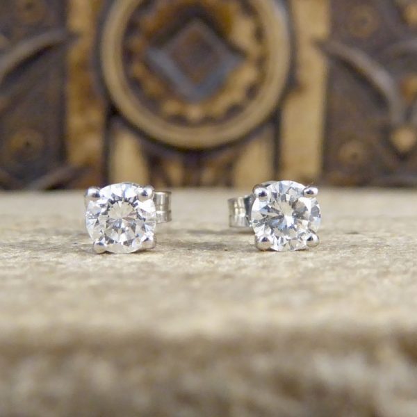 0.52ct Diamond Stud Earrings, 18ct White Gold