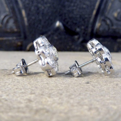 2.50ct Total Diamond Flower Cluster Earrings in 18ct White Gold
