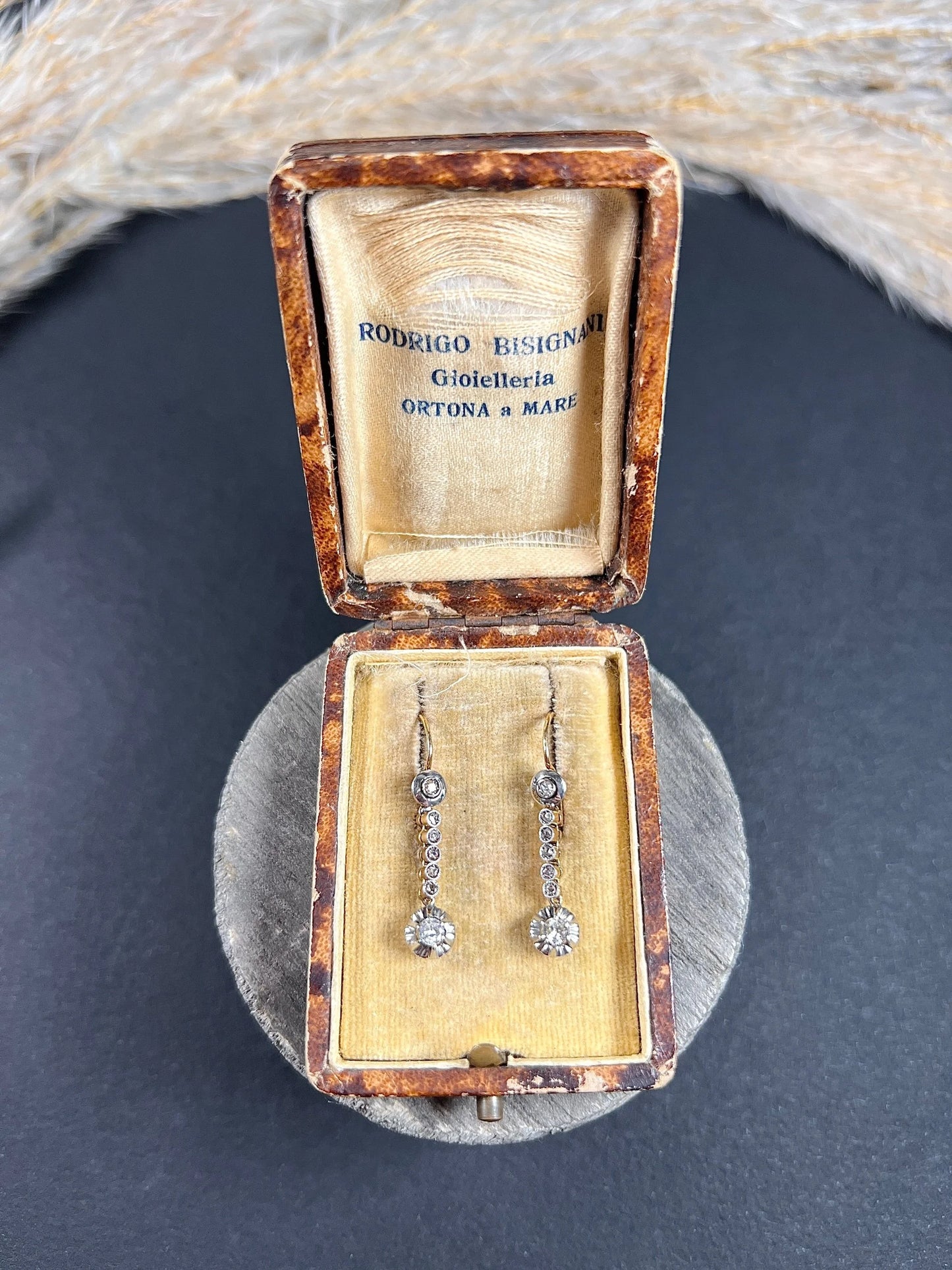Antique 18 ct Gold And Platinum Edwardian Diamond Dormeuse Drop Earrings