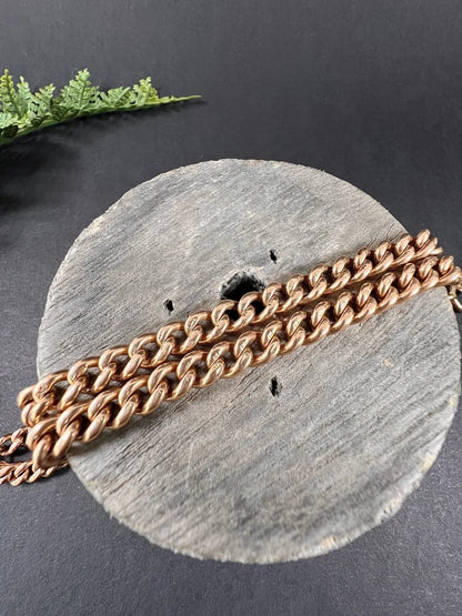 Victorian Antique 9ct Rose Gold Curb Link Albert Chain Necklace