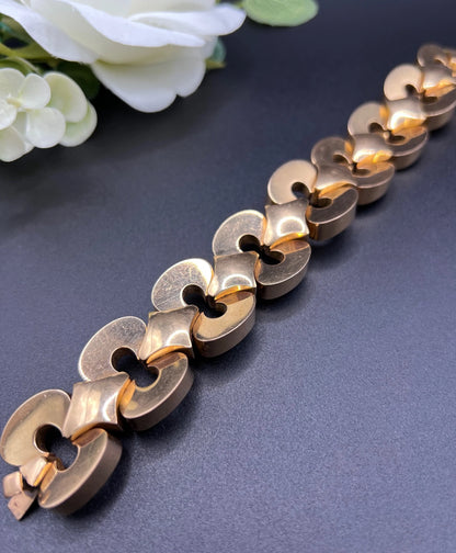Antique 18ct Yellow Gold French Stamped, 1920s Sculptural Link Bracelet