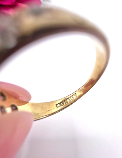 Antique 18ct Gold, Victorian Diamond Two Row Ring