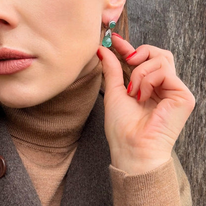 Art Deco Platinum Colombian Emerald Earrings