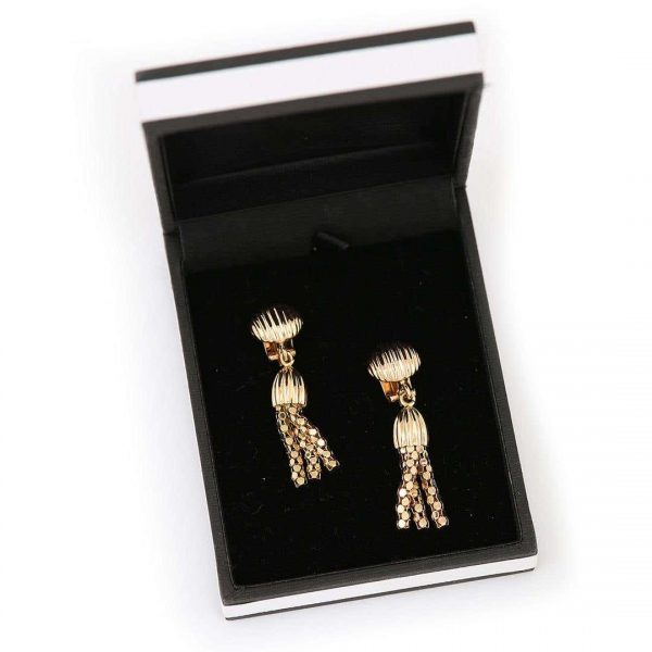 18 Carat Yellow Gold Tassel Clip On Earrings