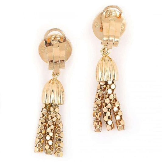 18 Carat Yellow Gold Tassel Clip On Earrings