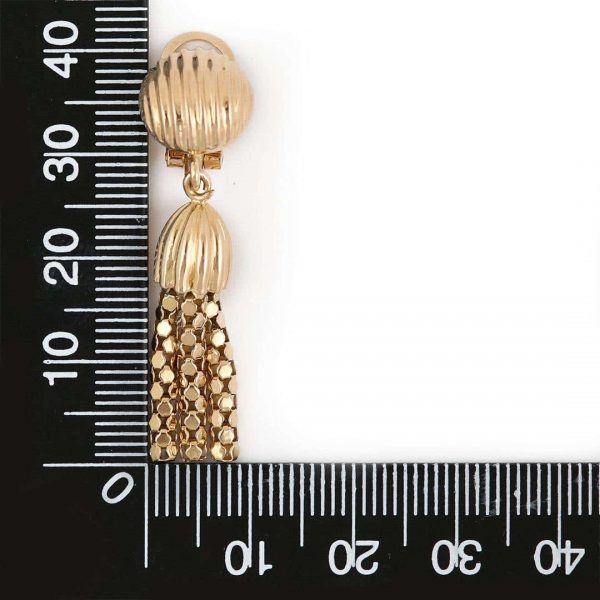 18 Carat Yellow Gold Tassel Clip On Earrings