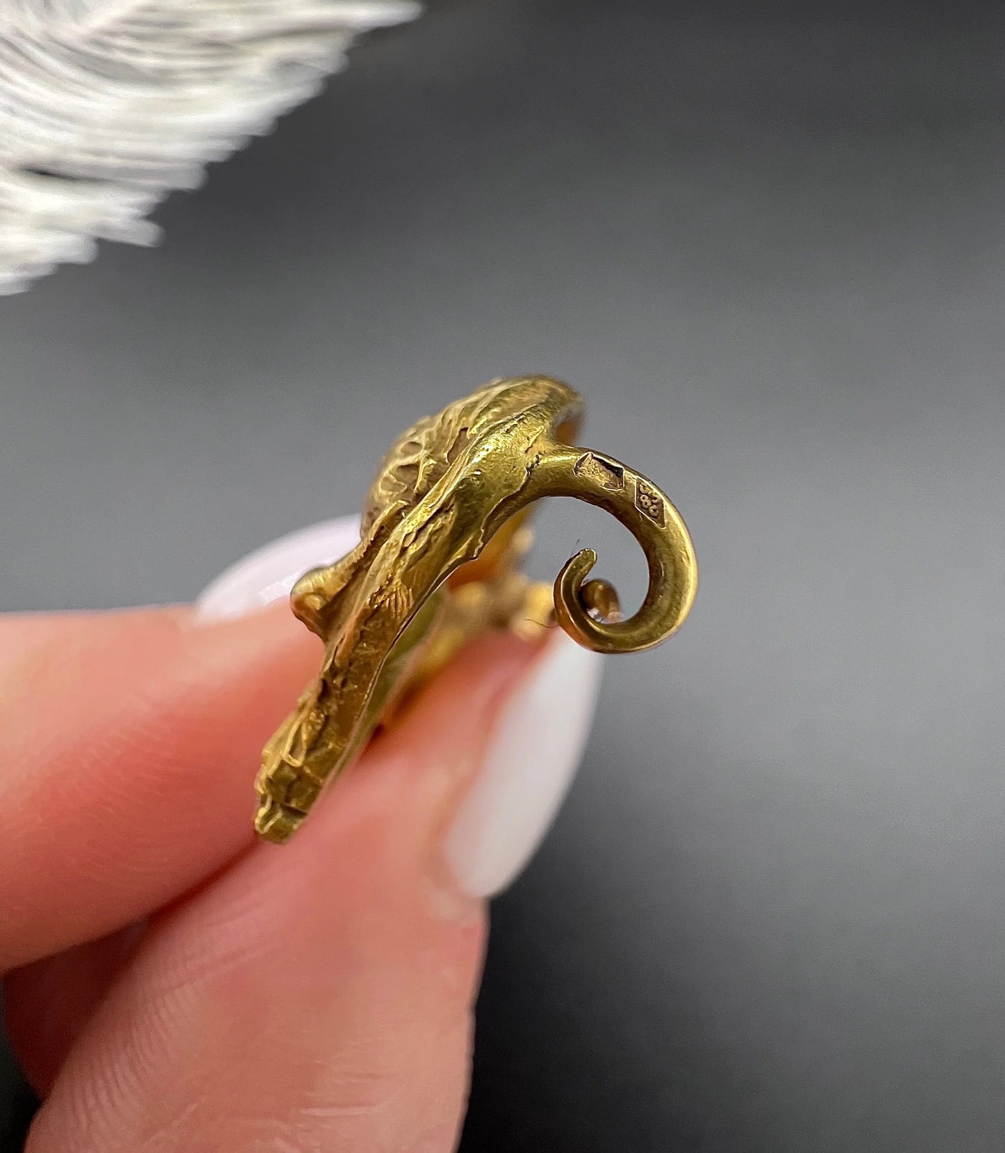 Edwardian 18 Carat Gold Cat Playing with Pearl Ball Brooch, Circa 1910