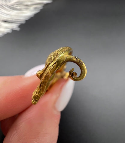 Edwardian 18 Carat Gold Cat Playing with Pearl Ball Brooch, Circa 1910