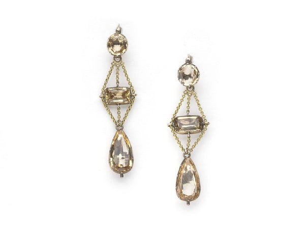 Antique Georgian Topaz Gold Drop Earrings