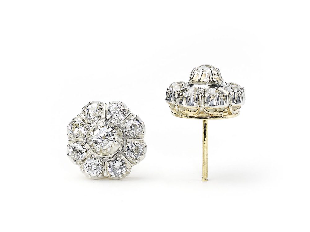 Antique Victorian Diamond Cluster Earrings