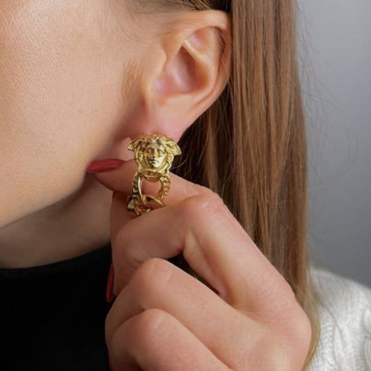 Gianni Versace La Medusa 18 Carat Gold Clip-On Earrings