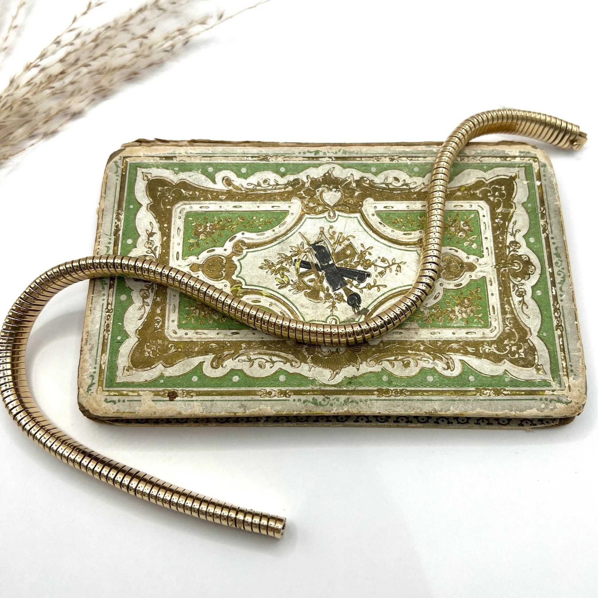 Vintage 9ct Yellow Gold Tubogas Collar Necklace, Hallmarked London 1947